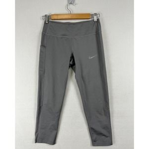 NIKE Power Mid Rise Crop Pants Womens‎ Small Gray Tight Training Run Gym